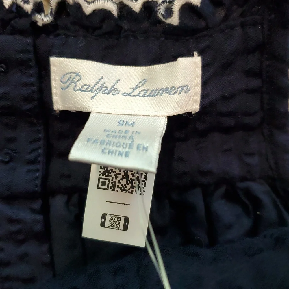 Ralph Lauren Hand Smocked Seersucker Shortall